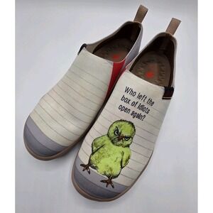 Women Size 10.5 UIN Slip On Shoes Canvas Comfortable Loafers "Angry Chicken"